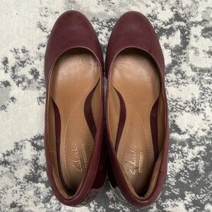 Clarks Burgundy Women's Flats